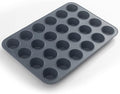 Mini Muffin Tray 24 Cup Silicone Muffins Pan, Non-Stick Cupcake Tin, Silicon Mould Bakeware, Reusable Baking Case for Mini Mince Pie, Cupcakes, Dishwasher Safe, 34 x 23 x 2.5 cm (Grey)