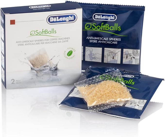 De'Longhi Softballs DLSC551, Anti Limescale Spheres for Coffee Makers, Coffee Machine Maintenance Accessory, Plant-Based Ingredients, 6 Months Duration, 2 Bags