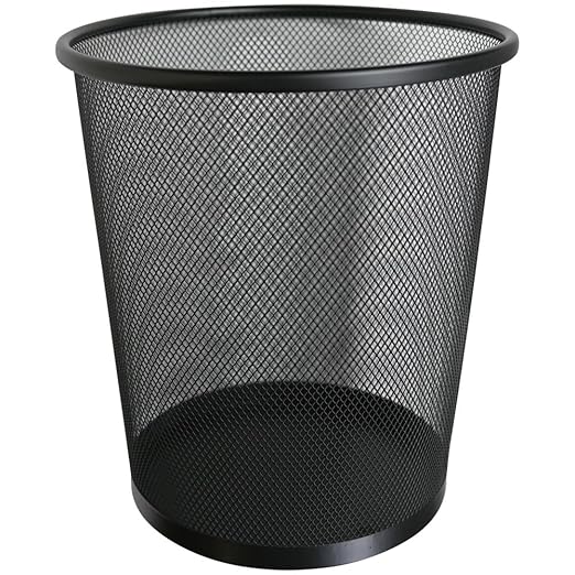 Ram® 20L Circular Mesh Bin Office Home Garbage Can Bin For Bathrooms, Kitchens, Office, Rooms, Student (Black)