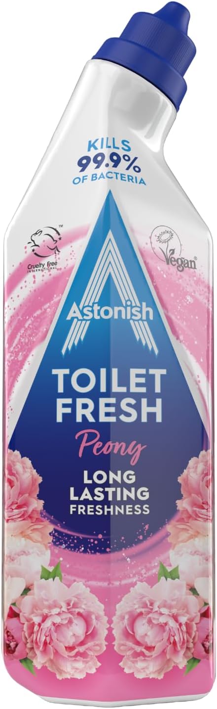 Astonish Peony Toilet Fresh Gel, Kills 99.9% of Bacteria, Limescale Prevention, 750ml