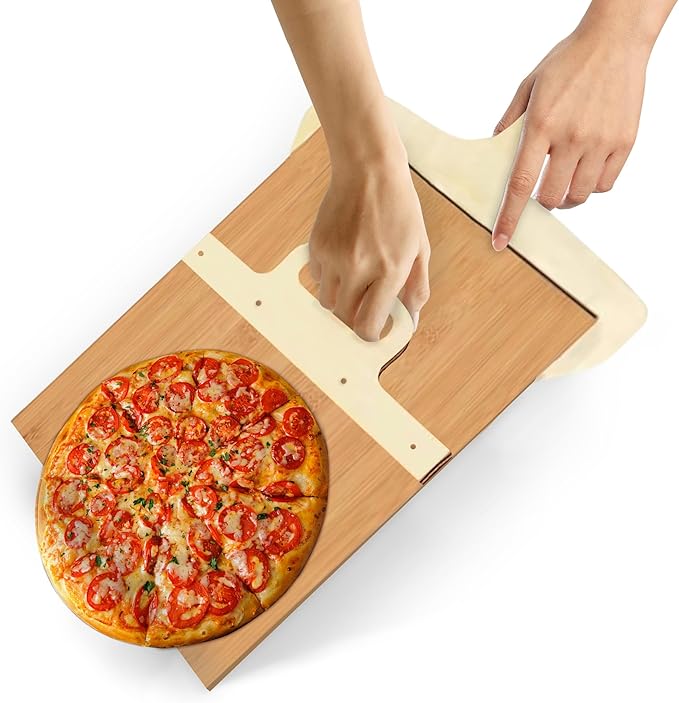 Debble 12 Inch Sliding Pizza Peel with Wood Handles, Nonstick Smooth Slide Pizza Paddle for Oven, Lightweight Wooden Pizza Spatula, Multi Purpose Kitchen Tool Accessories for Home and Restaurant