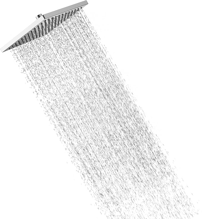 Hibbent Rain Shower Head 12 Inch, Stainless Steel Cover Rain Shower Head, Square Built-in Shower Heads, Swivelling Beam Angle, Lush Shower Experience, Easy Installation, Chrome