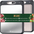 GUANCI Cutting Board for Kitchen Double Sided 304 Stainless Steel Chopping Board Food-Grade Stainless Steel and Wheat Straw PP Small Size 14”×9.6” Easy to Clean