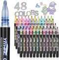 YITHINC Glitter Pens Outline Marker Pen, Arts and Crafts Gift for Kids Girls, Teenage Girls Gift, 48 Sparkle Metallic Colouring Pens, Easter Gifts for 4 5 6 7 8 9 10 11 12 Year Old Girls