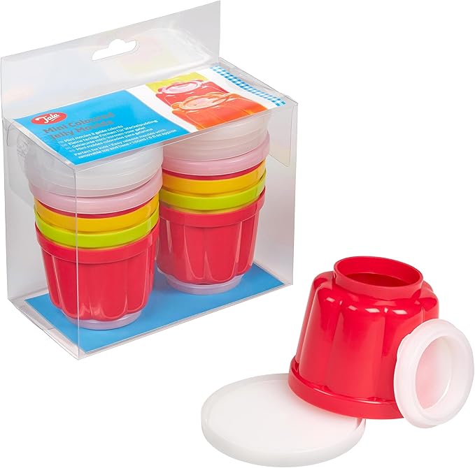 Tala Mini Coloured Jelly Moulds, Set of Individual Dessert Moulds, 150ml Capacity, BPA-Free Plastic, Dishwasher, Freezer & Fridge Safe, Easy Release Jelly Molds, Ideal for Puddings and Sweets