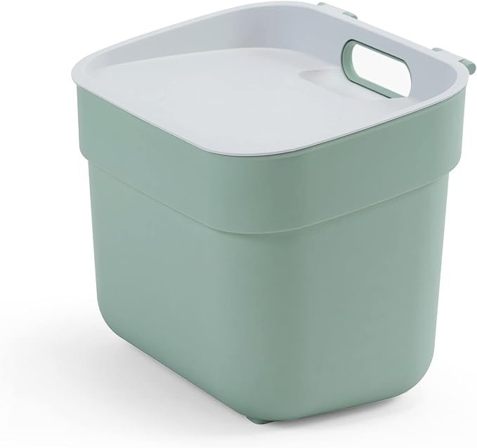 Curver Ready to Collect 100% Recycled 5L Kitchen Accessories Recycling Lift Top Bin Green with Light Grey Lid