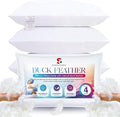Duck Feather & Down Pillows (4 Pack) – Hotel Quality Bed Pillows for Sleeping, Soft & Breathable Pillow 1200GSM for Back, Side & Stomach Sleepers – Washable & Anti-Allergenic Comfort (50X75CM)