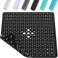 XIYUNTE Shower Mat Non Slip Anti Mould - 53 x 53cm Square Bath Mat Non Slip Shower Mats for Inside Shower, Anti Slip Shower Mat with Strong Suction Cups & Drain Holes, Machine Washable, Black