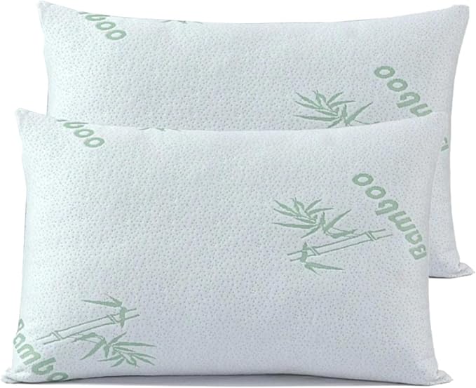 Bedding Home Anti Allergy Bamboo Pillows 2 Pack | Hollow Fiber Filling Side Sleeper Pillow | Anti Allergy Orthopedic Pillows | Medium Firm Down Bamboo Pillow Pack of 2