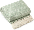 Emma Barclay Throw Blanket For Sofas Bed Extra Large Recycled Cotton Throws For Settees In Pistachio Green Throw Scandi Woven Blankets - Zahra Collection 50" x 60" (127cm x 152cm) Pistachio Green