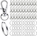 60pcs Keyring Rings Kit, 30pcs Swivel Clasps and 30pcs Keyrings with Split Rings for DIY Craft and Jewellery Making Hanging Crafts (Silver).