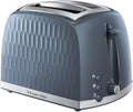 Russell Hobbs Honeycomb 2 Slice Toaster (Extra wide slots, High lift feature, 6 Browning levels, Frozen/Cancel/Reheat function, Removable crumb tray, 850W, Grey textured high gloss) 26063