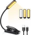 10 LED Book Light, 3 Eye-Protecting Lightng Colours Reading Light, Adjustable Brightness, USB Rechargeable 12H Battery Life, Flexible Clip on Book Light for Reading, Painting,Travel[Energy Class A]