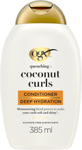 OGX Quenching with Coconut Curls Conditioner, Deep Hydration, Moisturizing Blend that Makes Curls Soft and Shiny, Sulfate Free, 385ml