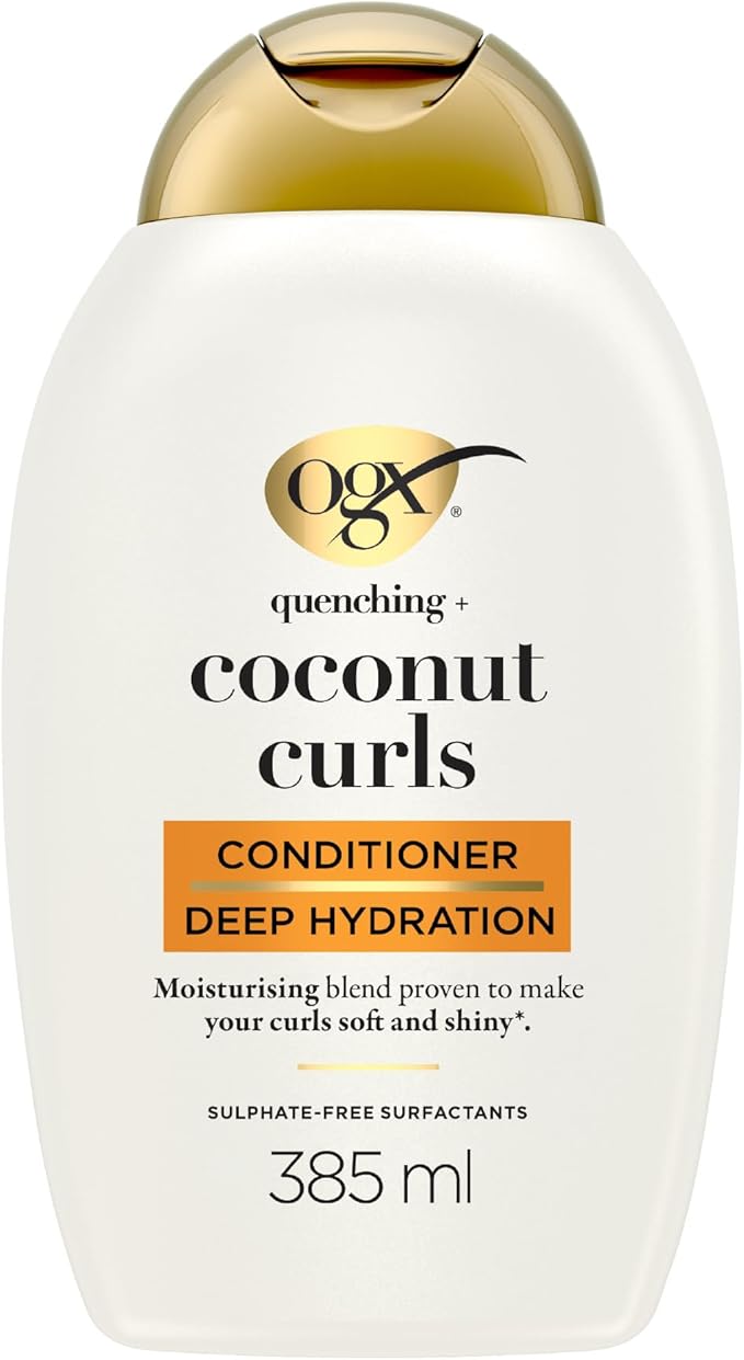 OGX Quenching with Coconut Curls Conditioner, Deep Hydration, Moisturizing Blend that Makes Curls Soft and Shiny, Sulfate Free, 385ml
