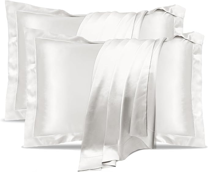 Silk Pillowcase 2 Pack,100% Natural Mulberry Silk Pillowcase for Hair and Skin Health, Standard Size 50 x 75 cm Pillow Case(Overall size: 56 x 80 cm), Soft Smooth Cooling Pillow Covers for Sleeping