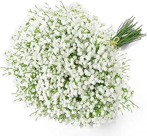 6 Pcs Artificial Baby Breath Gypsophila Flowers Bouquets Real Touch Flowers for Wedding Party DIY Wreath Floral Arrangement Home Decoration (White)