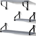 Love-KANKEI Rustic Shelves, Decorative Wall Shelf Set of 3, Floating Shelves for Bathroom, Bedroom, Living Room,Kitchen, Office and More, Weathered Grey