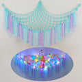 MHJY Toy Hammock Stuffed Animals Storage Net Soft Cuddly Toys Large Corner Hanging Net With LED Light Hand Woven Plush Macrame Organizer with Tassel for Kids Bedroom Nursery