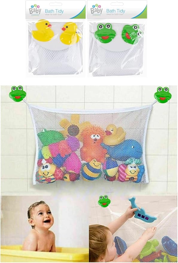 JKG® Large Baby Bath Toy Organiser Net Bag - Kids Bath Toy Tidy Storage Bag With Suction Cups | Baby Mesh Net Toy Holder Organiser Unit Basket Bag For Kids | Keep Bathtub Water Toys Mold Free