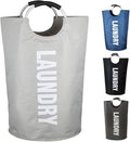 Armo® 90L Large Laundry Basket Foldable Collapsible Freestanding Washing Bin Basket (Light Grey)