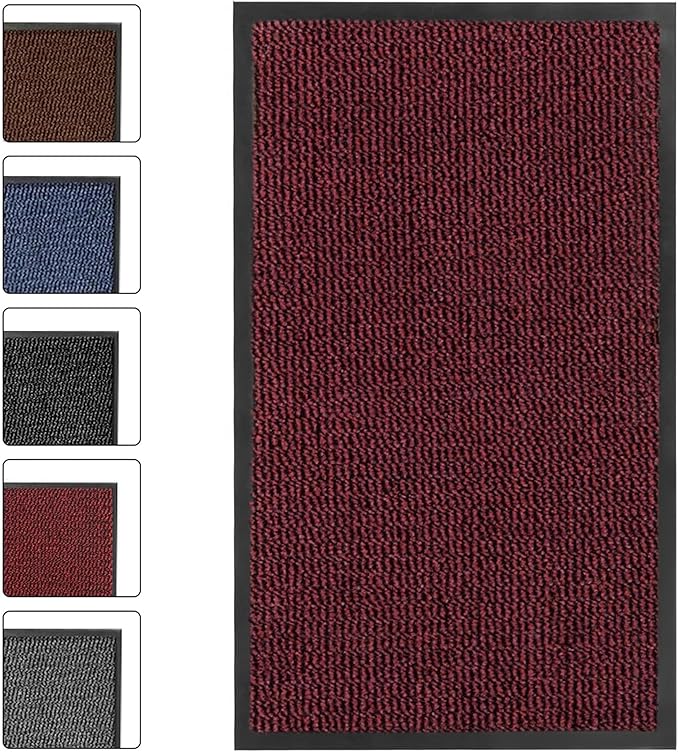 SG Traders Washable Door Mat - Non-Slip Rubber Backed Doormats Indoor & Outdoor - Highly Absorbent Door Mats, Floor Mat, Kitchen Mat, Perfect Dust Grabbing Doormats Dirt Trapper (40x60cm-Red)