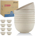 Wrova Plastic Dinner Bowls - Reusable Plastic Bowl Set of 8-26 OZ Unbreakable Cereal Bowl Microwave Safe Bowls for Kitchen - Beige