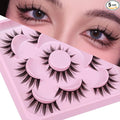 False Eyelashes Natural Cosplay Lashes Doll Anime Japanese Faux Mink Lashes Pack Spiky Manga Fake Eyelashes Wispy Long Thick Ruffle Fake Eye Lashes 5 Pairs
