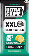 UltraGrime Antibacterial Clothwipes | 40 Extra Large Wipes - Antibacterial Cleaning Cloths For Kitchen, Toilet, Floors