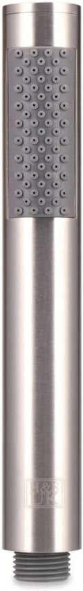 H&S Replacement Universal Shower Head - Handheld Pencil Showerhead - Stainless Steel - Screw On Only Attachment - High Pressure Flow - Universal Hand Held Microphone Design