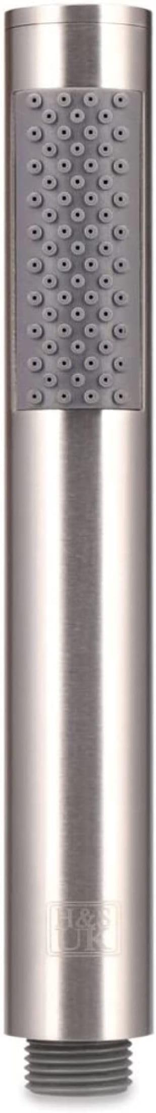 H&S Replacement Universal Shower Head - Handheld Pencil Showerhead - Stainless Steel - Screw On Only Attachment - High Pressure Flow - Universal Hand Held Microphone Design
