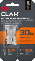 3M Claw Plasterboard Picture Hanging Wall Hooks For Hanging Home Décor, 2 Hangers, Holds up to 30 kg - Ideal for Heavyweight Items