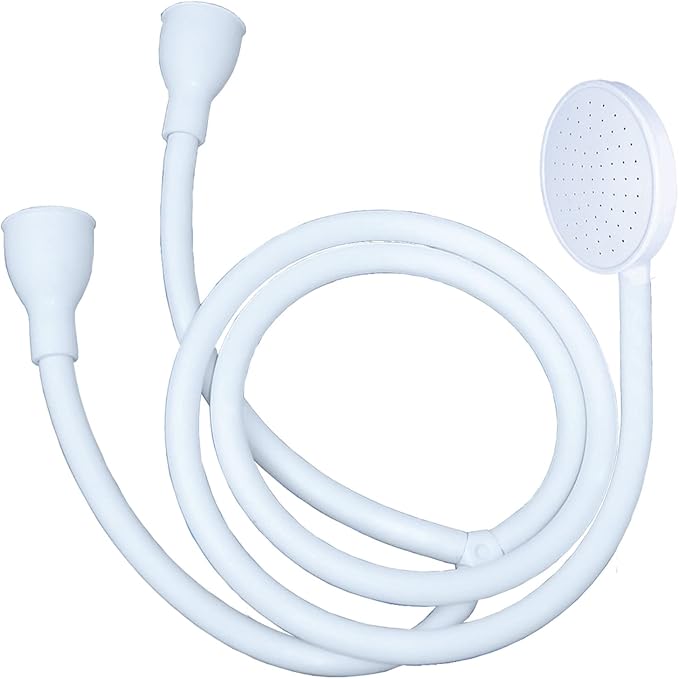 Blue Canyon Vector Double Tap Shower Spray| Bathroom Accessory| Premium Shower Attachment for Bath taps| Push-on-Fitting| Suitable for Round & Oval Taps| Shower Head for Bathroom| ~1.5 Meters| (White)