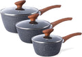 Non Stick Saucepan Set – Induction Saucepan with Lid – 3pcs Marble Sauce Pan – 16cm, 18cm, 20cm Saucepot Set – by Nuovva