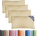 King Size Pillow Cases 4 Pack 50x90cm - Extra Soft Pillowcases, Cooling and Breathable Double Brushed Microfiber, Durable Wrinkle Free, Machine Washable, Hotel Quality Pillow Covers - Beige