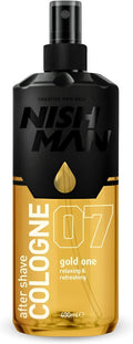 Nish Man After Shave Cologne Gold One 07–Nishman Relaxing Refreshing Aftershaving Spray Lotion Kolonya for Men–Contains citrus red tangerine, mint, rose oil, cinnamon, grapefruit 400ml (Gold One)