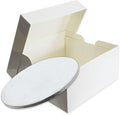 Premium Tall 12" Round Silver Cake-Board & Tall White Cake-Box Combo, Premium 12 x 12 x 12 Inch Square Box and Matching Circle Set For Tiered or Decorated Transport