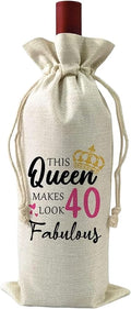 VELENTI 40th Birthday Gifts for Women - Decorative Wine Bag Gift with Witty Quote Cute Female Turning 40 Best Friend, Wife, Mom, Coworker, Sister Red, Champagne