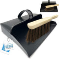 Black Hooded Metal Dust Pan and Stiff Brush Dustpan ash pan Traditional Dustpan and Brush