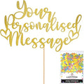 Any Text Personalised Glitter Cake Topper - Gold Name, Age, Words Glitter Cake Decoration and Sprinkles - Happy Birthday Decorations - Personalised Toppers for Cakes by Cakeshop