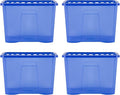Wham Crystal 4 x 80L Stackable Plastic Storage Boxes with Lids | Ideal for Home, Office, Toys & More | Large Boxes | Made in UK - Spectrum Blue