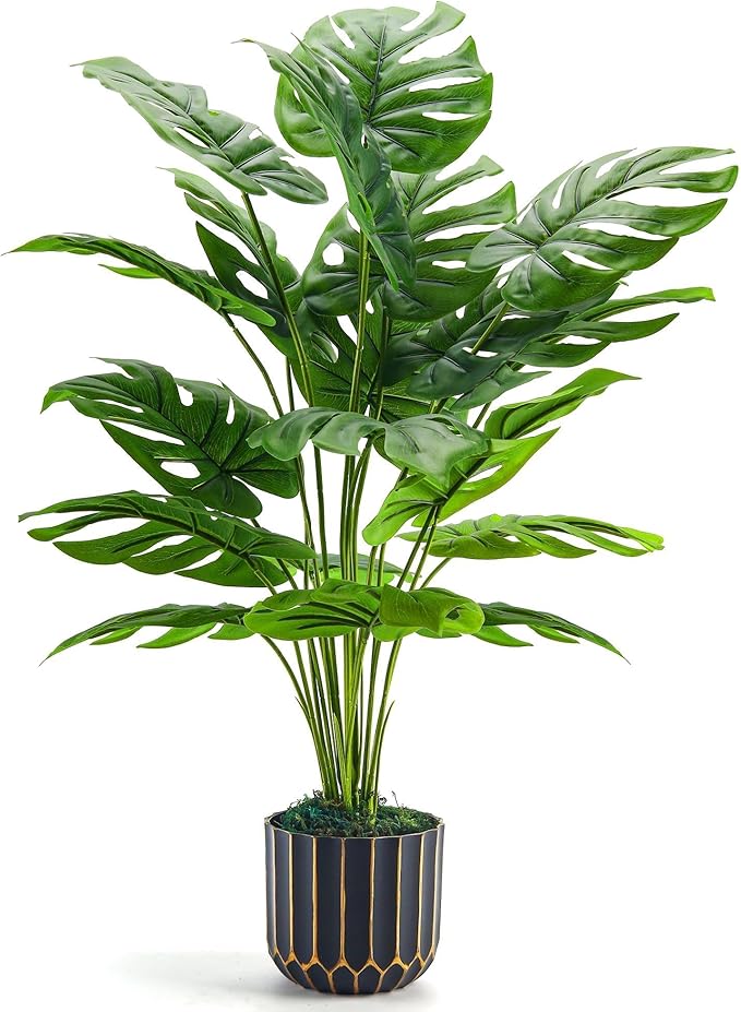 Der Rose Fake Plants Artificial Plants Tall 71cm Adjustable Faux Monstera Plants Indoor Outdoor for Home Bedroom Living Room Bathroom Decor