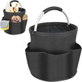 17L Cleaning Caddy with Handle Storage Box for Cleaning Utensils Multi Pocket Collapsible Cleaning Organiser Caddy Durable Cleaning Organiser Collapsible Storage Basket for Toiletries (Black)