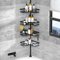 Kegii Telescopic Shower Caddy, Corner Shower Shelf Bathroom Corner Storage Bath Organizer Caddy without Drilling, 4 Basket Black