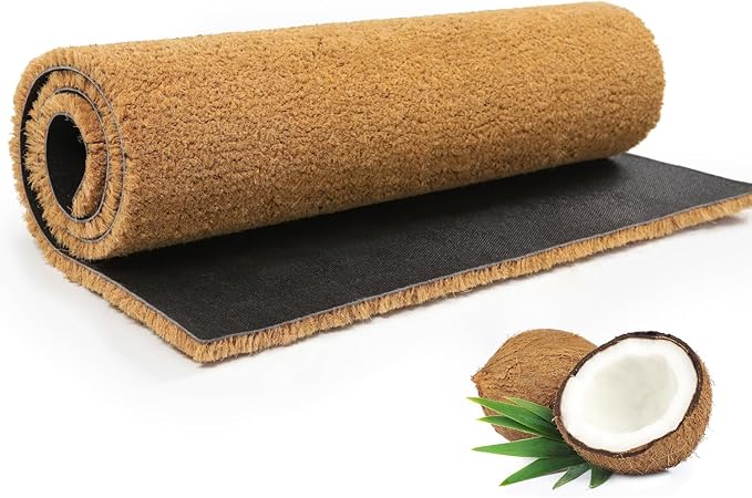 BLADO Door Mat Natural Coir Matting Indoor Outdoor Entrance Mats - Non-Slip Heavy Duty with thick Bristle & Rubber Backing (Brown, 40 x 60 cm)