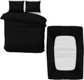MOONLIGHT20015 Double Bedding Set 4 Piece Duvet Cover Fitted Sheet with Pillow cases Soft Brushed Microfiber Duvet Cover sets Black