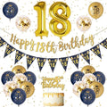 18th Birthday Decorations Boys Blue Gold Happy 18th Birthday Banner, 18th Birthday Balloons, Navy Blue Gold Latex Balloons Party Decorations Confetti Balloons for Boys 18 Birthday Party Supplies
