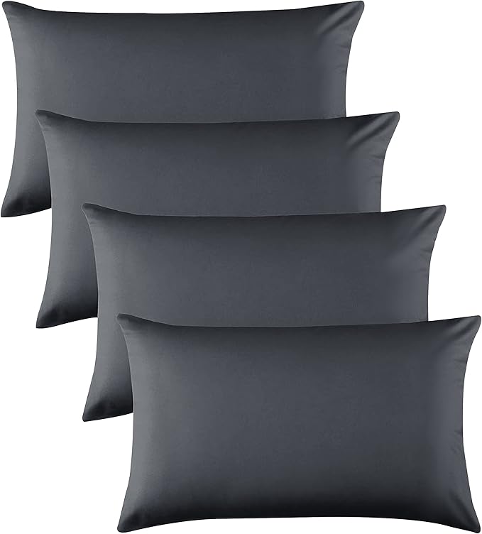 Hafaa Pillow Cases 4 Pack – Easy Care Soft Brushed Microfiber Charcoal Pillow cases - Wrinkle, Fade, Stain Resistant with Envelope Closure Bed Pillow Covers Protectors, 50x75 cm