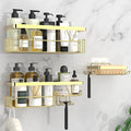 Kegii Gold Shower Caddy - No Drilling Shower Organiser Adhesive Storage Rack