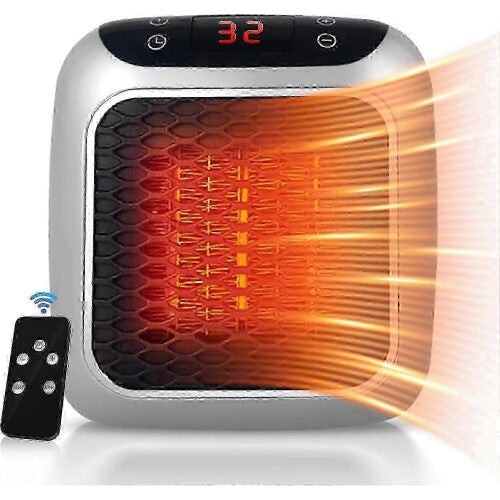 Portable Heater, 800w Ceramic Plug In Heater, Space Electric Fan Heater With Remote Control, 12h Timer, Led Display, 2 Heat Setting-sa